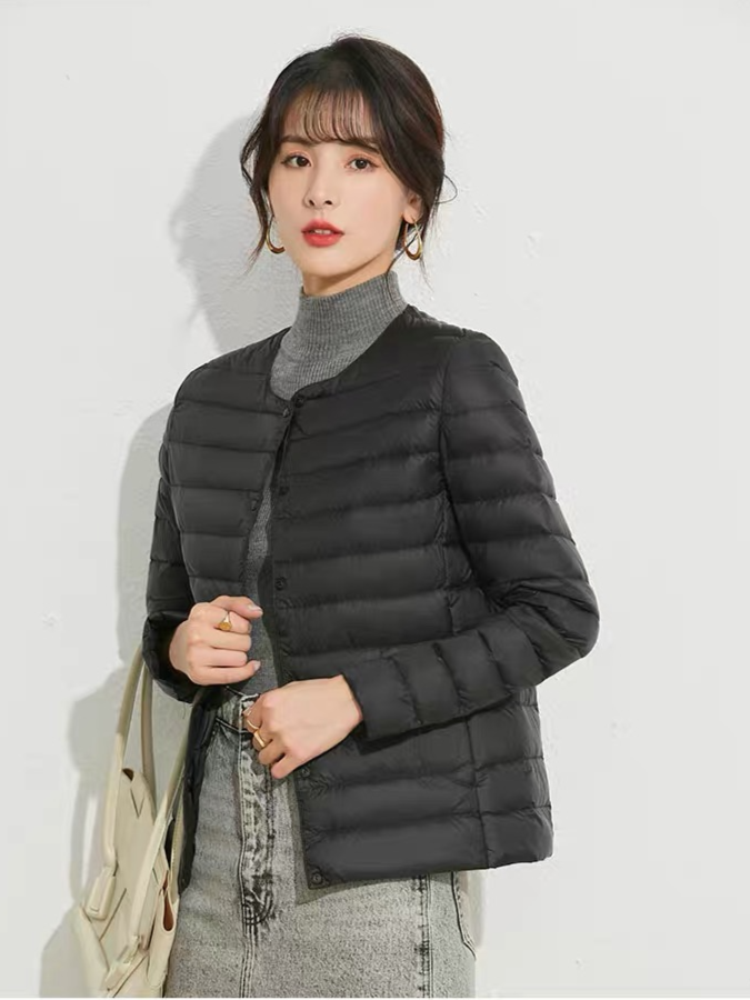Women’s Convertible V-Neck Long-Sleeve Down Jacket – 90% White Duck Down - Image 7