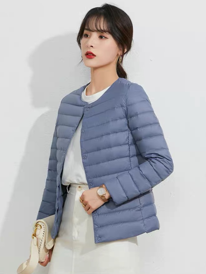 Women’s Convertible V-Neck Long-Sleeve Down Jacket – 90% White Duck Down - Image 8