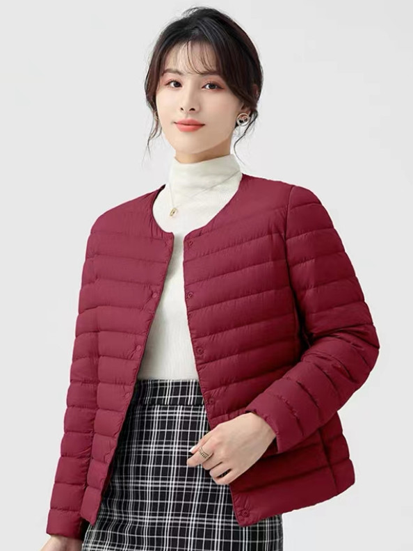 Women’s Convertible V-Neck Long-Sleeve Down Jacket – 90% White Duck Down - Image 4
