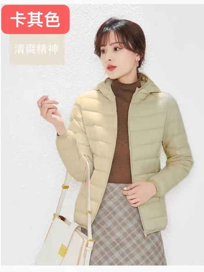 Women’s Lightweight Hooded Long-Sleeve Down Jacket – 90% White Duck Down - Image 2