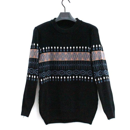 Men’s Slim Fit Knit Sweater – Classic Black Crewneck for Autumn & Winter