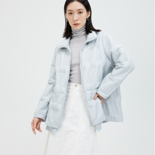 Women’s Stand Collar Quilted Lightweight Down Jacket – 90% White Duck Down