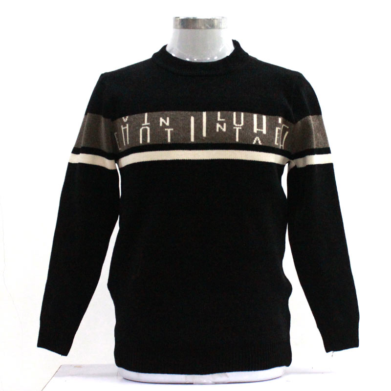 Men’s Knit Sweater T-Shirt – Black Thermal Base Layer for Autumn & Winter