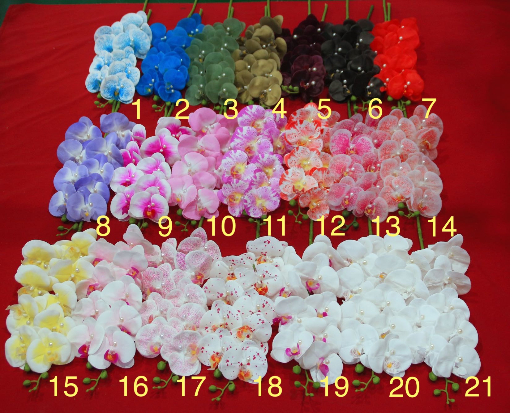 Pearl Version: Long Stem 9- Head Phalaenopsis (4 Large, 5 Medium) - Image 3