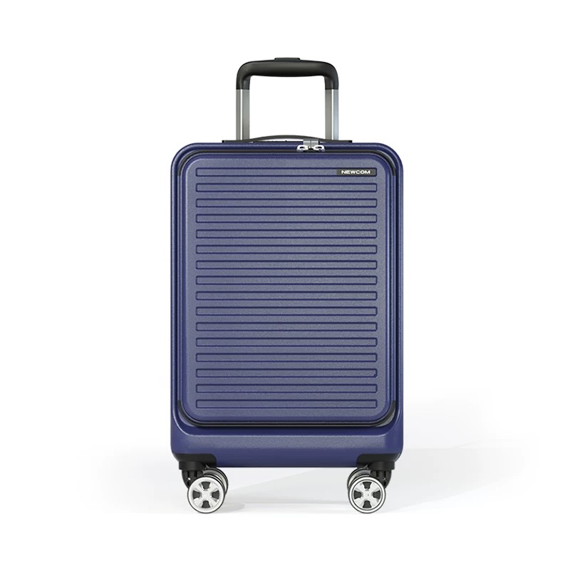NEWCOM/ Striped Front-Opening Luggage - Unisex Rolling Suitcase with Spinner Wheels, Lightweight - Image 3