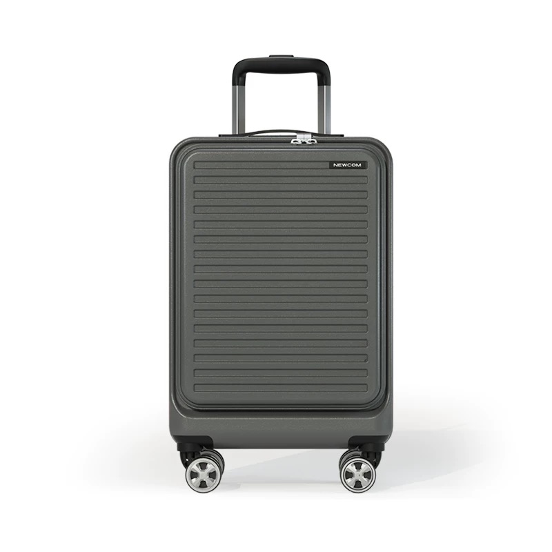 NEWCOM/ Striped Front-Opening Luggage - Unisex Rolling Suitcase with Spinner Wheels, Lightweight - Image 4