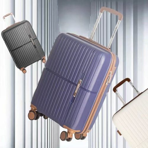 NEWCOM/ Color-Block PP Lightweight Luggage – Stylish & Timeless Design, 20” Carry-On & 24” Checked Suitcase with Spinner Wheels