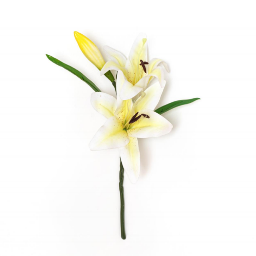 Artificial Flower Lily- 2 Flowers 1 Bud (Short Stem)