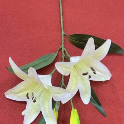 Artificial Flower Lily-Medium Stem 2 Flowers 2 Buds