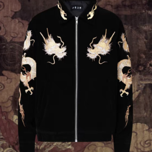 Three Departments Six Ministries – Golden Dragon Velvet Black Jacket