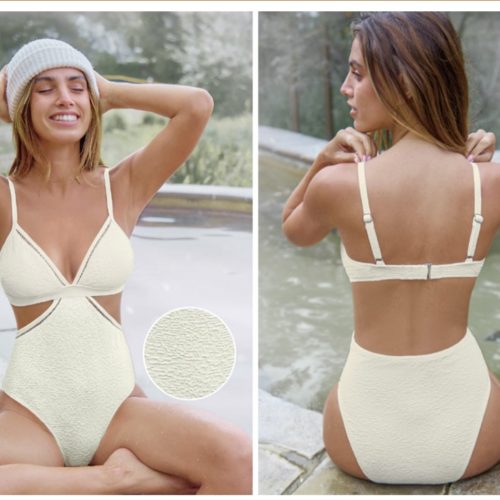 Cream White V-Neck Thin Strap One Piece Swimsuit | Premium Elegant Beach Outfit
