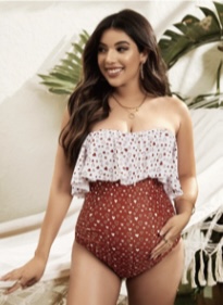 Lace Bandeau High Waist Maternity Bikini | Premium Pregnancy Beach Outfit