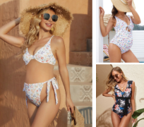 Floral Tie Side Maternity Bikini Set | Luxury Resort Swimwear for Dubai Babymoon Description