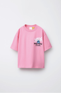 Oversized Pink T-Shirt | Streetwear Graphic Tee | Wave Print Casual Summer Top | Unisex Loose Fit Cotton Shirt | Vintage Y2K Aesthetic Crew Neck Short Sleeve | Hip Hop Skateboard Fashion