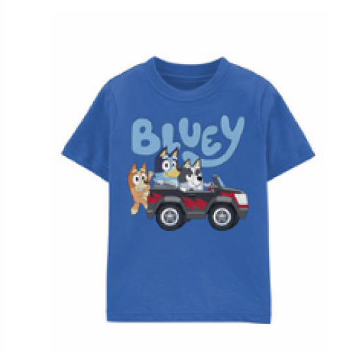 Bluey Dog Car T-Shirt | Kids Blue Cartoon Graphic Tee | Cute Puppy Print Short Sleeve | Boys Girls Cotton Casual Top | Animated Character Summer Shirt | Soft Breathable Daily Wear