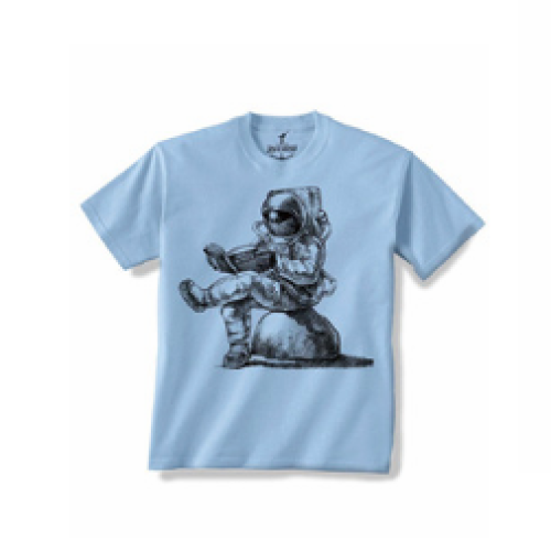 Astronaut Graphic T-Shirt | Light Blue Space Print Tee | Vintage Cosmonaut Illustration | Unisex Cotton Casual Top | Sci-Fi Streetwear Shirt | Relaxed Fit Summer Crew Neck
