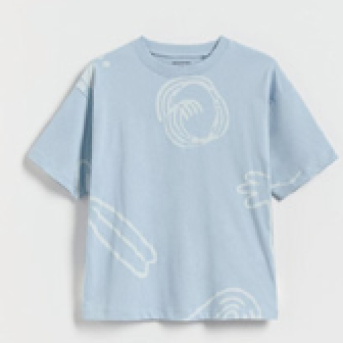Abstract Line Art T-Shirt | Light Blue Minimalist Graphic Tee | Circle Swirl Print Casual Top | Unisex Cotton Streetwear | Aesthetic Summer Shirt | Relaxed Fit Daily Wear